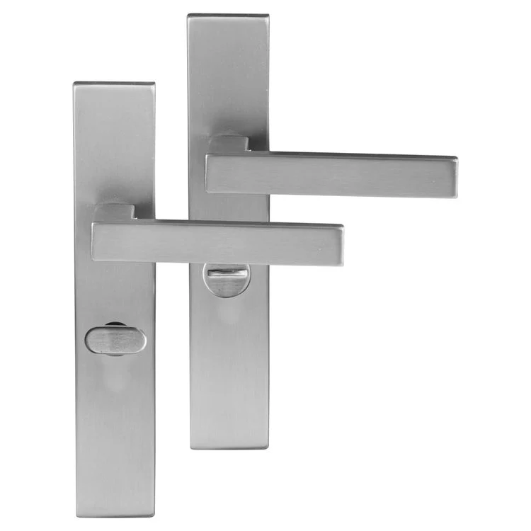 Differnz Tilburg deurkruk schild met sluiting mat chroom rechthoek RVS