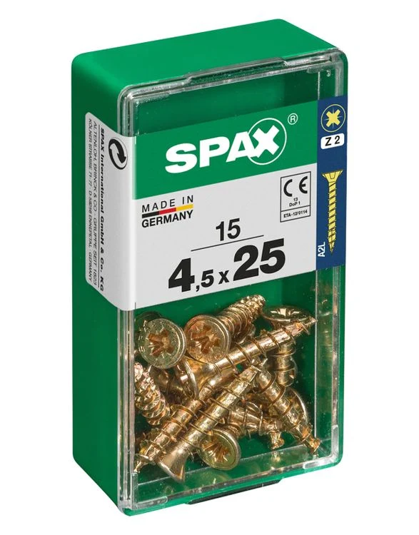 Spax schroef pozidrive verzinkt 4,5x25mm 15st
