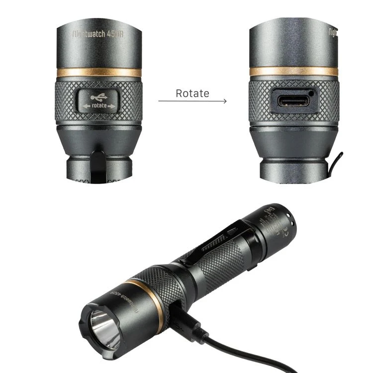 Led's Work LED zaklamp alu antraciet oplaadbaar 450LM ⌀2,7x11,7cm