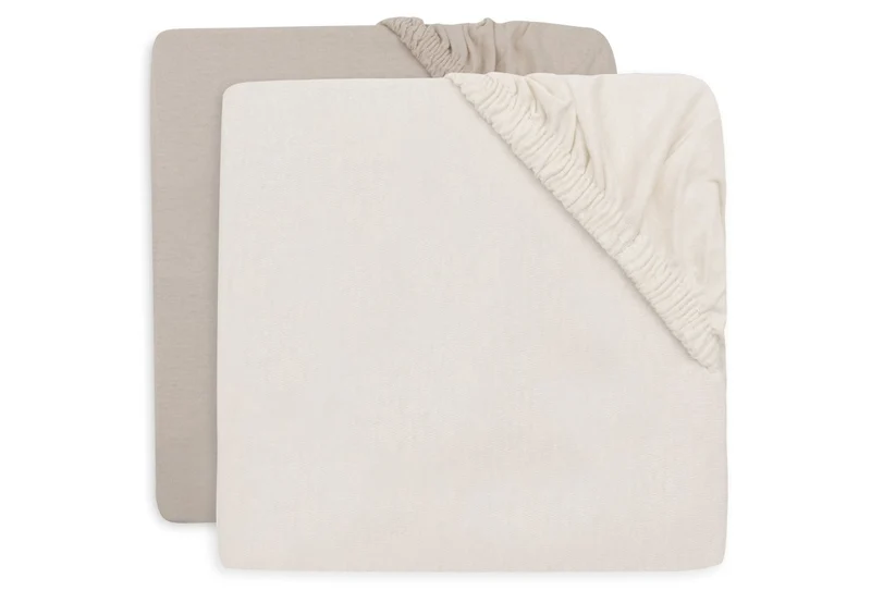 Jollein Hoeslaken Wieg Oatmeal/Sand 50X80Cm 2St