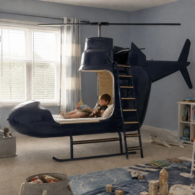 Sky Captain Helicopter Adventure Kids Bed