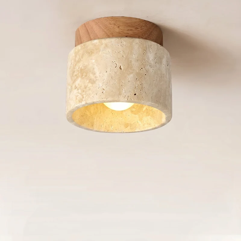 Monolith Stone Wood Surface-Mounted Ceiling Light