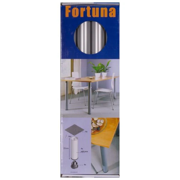 Meubelpoot Fortuna rond aluminium zilver ⌀6x72cm 4st