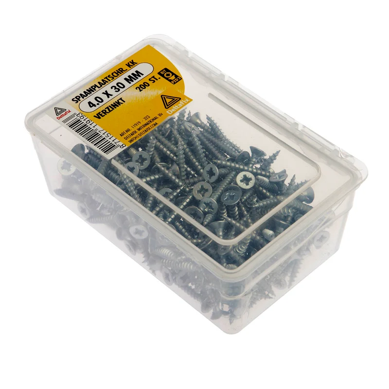 Deltafix spaanplaatschroef pozidrive platkop 4x30mm 200st