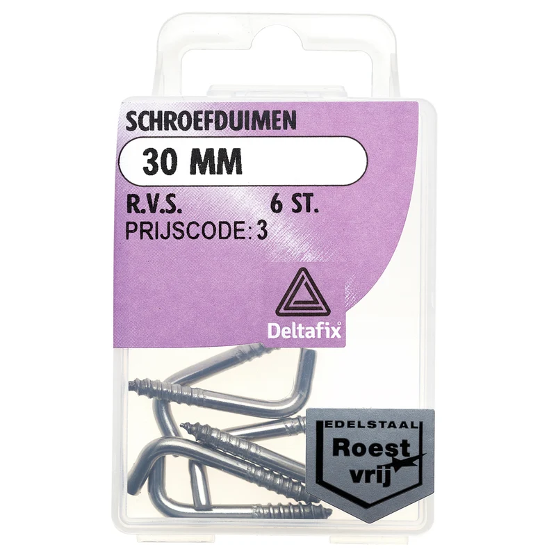 Deltafix schroefduim RVS 30mm 6st