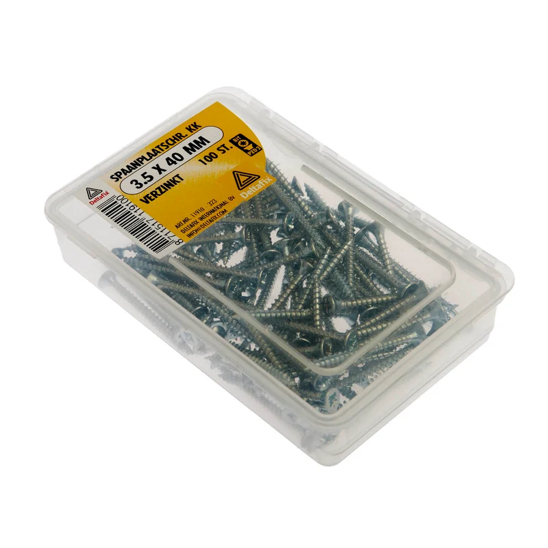Deltafix spaanplaatschroef pozidrive platkop 3,5x40mm 100st