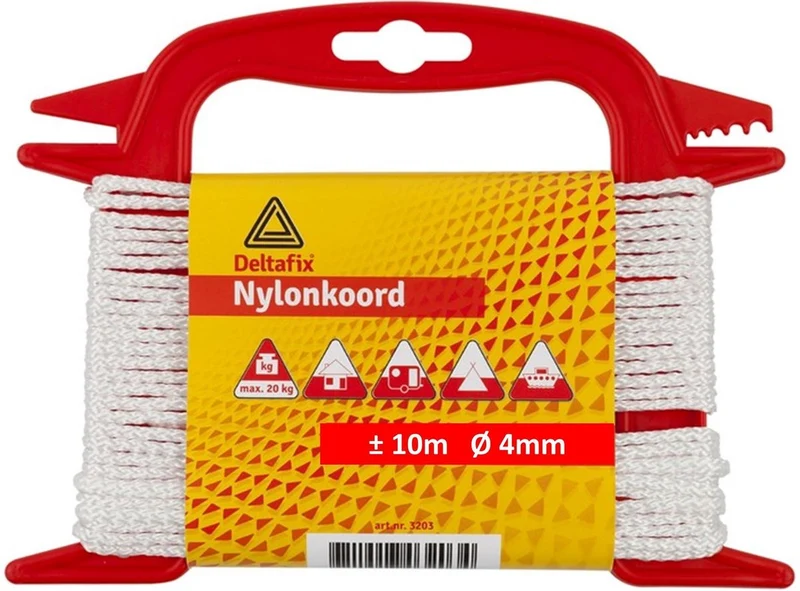 Deltafix nylon koord wit 4mm 10m