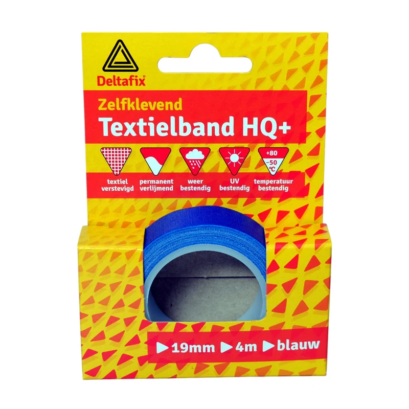 Deltafix watervaste textbamd blauw 19mm 4m