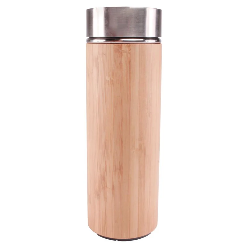 ViaMondo Thermosfles 0.33L Bamboe met Temperatuurdisplay