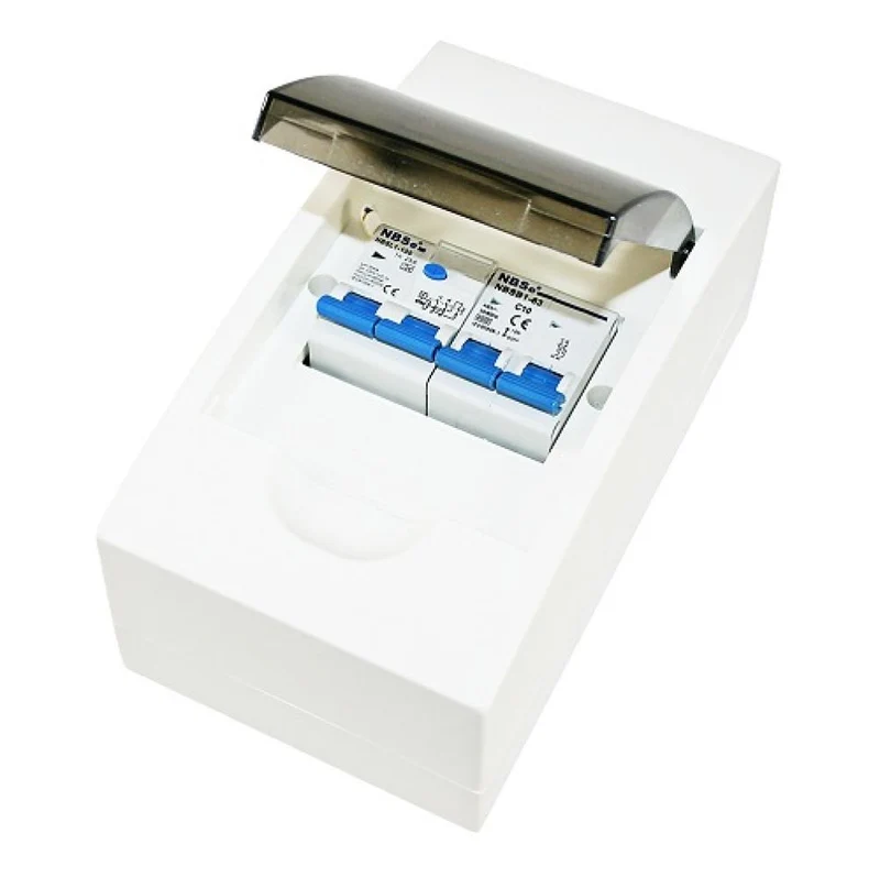 Zekeringkast 4 modules met Aardlekschakelaar 30 mA en Dubbelpolige Zekeringautomaat B10A