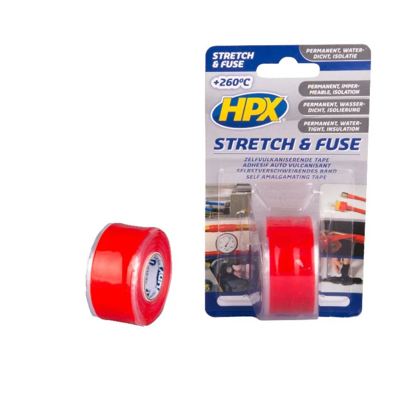HPX Stretch & Fuse Zelfvulkaniserende Tape 3 meter Rood