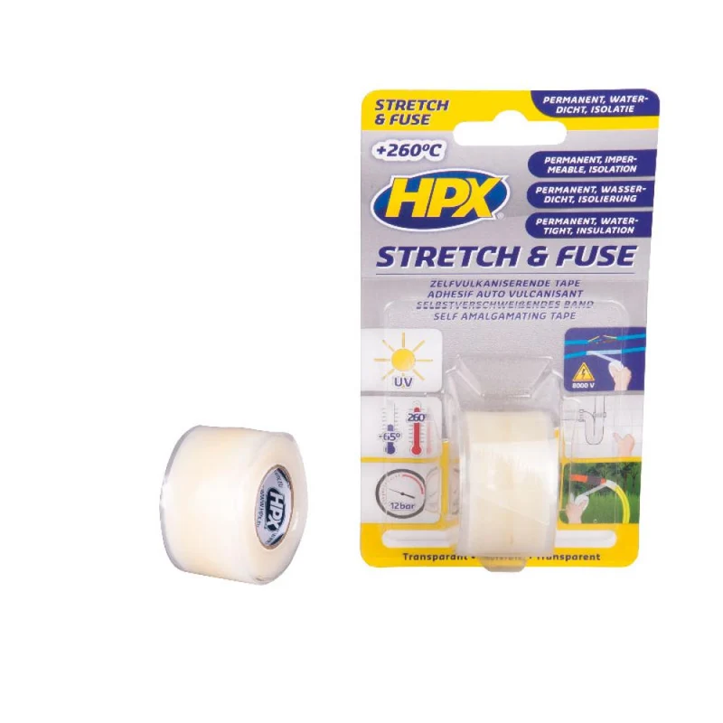 HPX Stretch & Fuse Zelfvulkaniserende Tape 1,80 meter Transparant