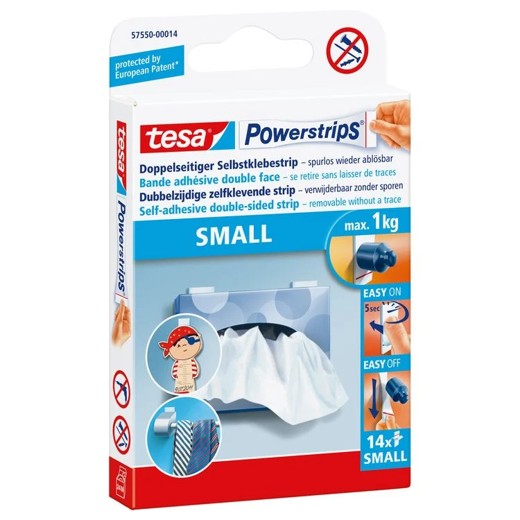Tesa Powerstrips kleefstrip small rechthoek kunststof wit 14st