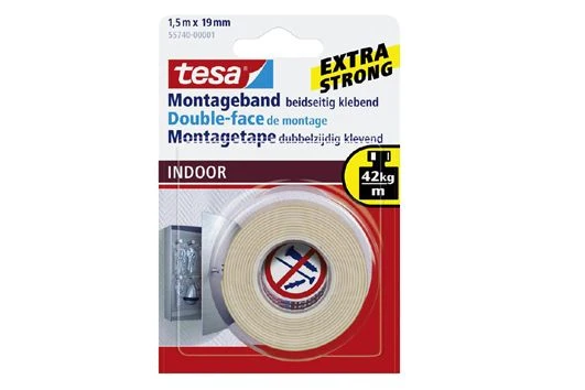 Tesa Powerbond Indoor montagetape wit 19mm 1,5m