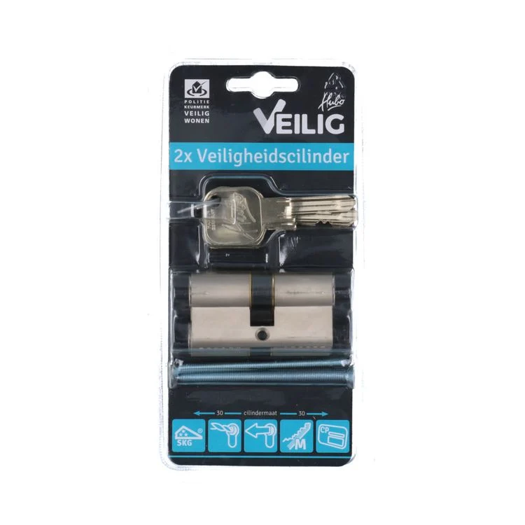 Hubo F9 veiligheidsprofielcilinder 30/30 zilver 2st