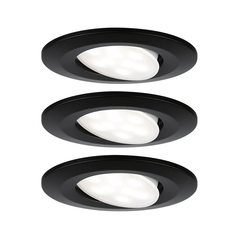 Paulmann Inbouwspot Calla Mat Zwart Rond 6W Kantelbaar IP65 3st