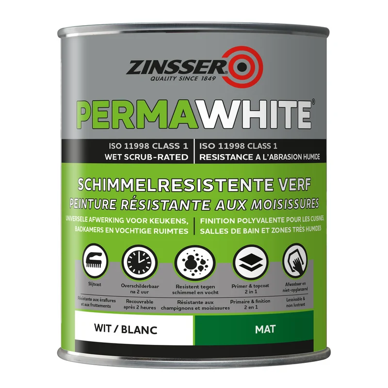 Zinsser Muurverf Perma-White Mat Wit 1L