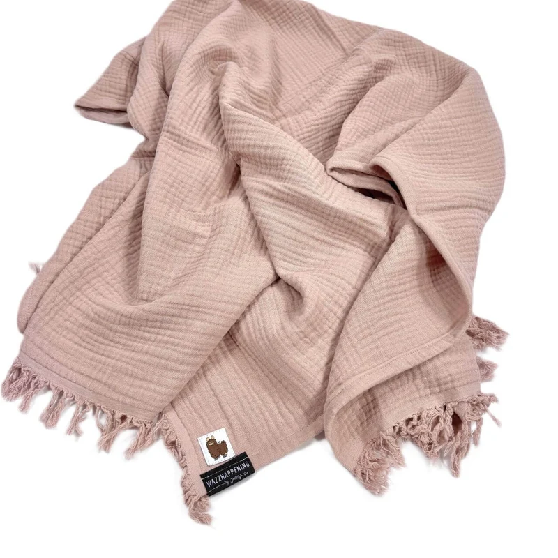 Hydrofiel doek - deken met franjes - mousseline - omslagdoek - 4 kleuren