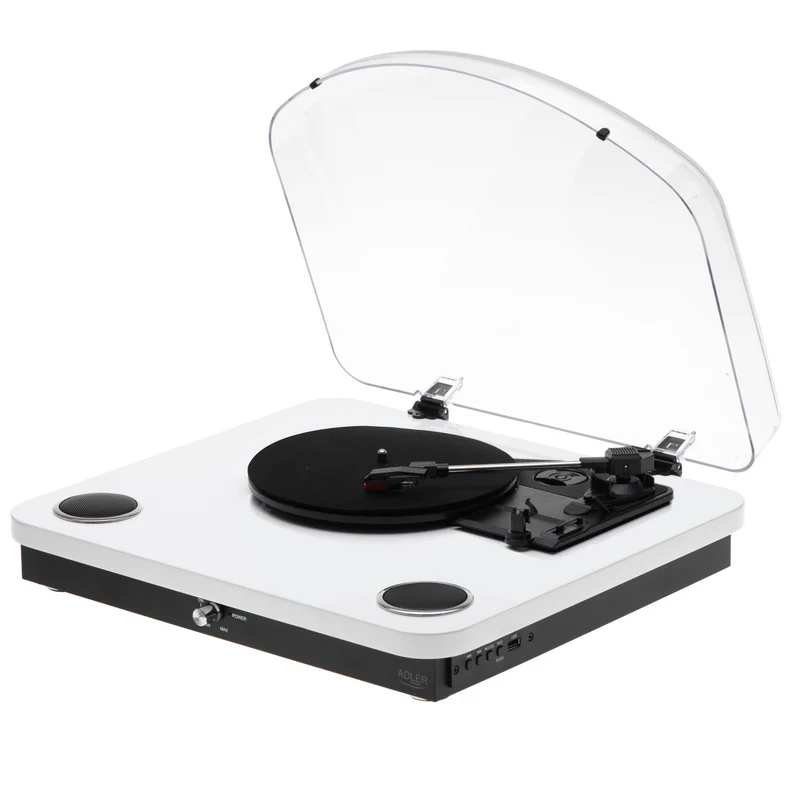 Adler AD 1914W Platenspeler met Speakers & Bluetooth – USB – 33/45/78 Toeren – Wit