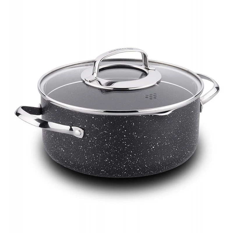 Korkmaz Galaksi Kookpan 26 cm – Aluminium Pan 6.5L Met Non-Stick Coating, Glazen Deksel en Schenktuit – Geschikt Voor Inductie en Alle Warmtebronnen