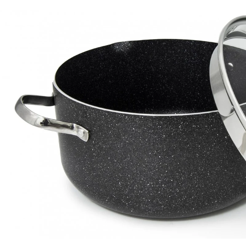 Korkmaz Galaksi Kookpan 24 cm – Aluminium Pan 5L Met Non-Stick Coating, Glazen Deksel en Schenktuit – Geschikt Voor Inductie en Alle Warmtebronnen