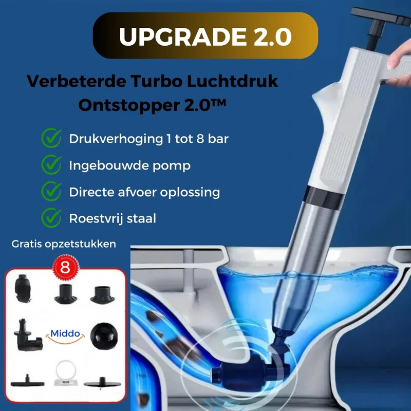 Verbeterde Turbo Luchtdruk Ontstopper 2.0™ | Verhelpt Alle Afvoerverstoppingen!