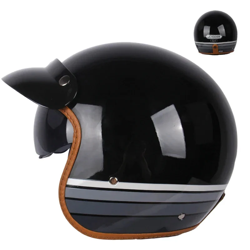 Open Face Motorhelm – Retro scooterhelm met vizier en comfortabele pasvorm