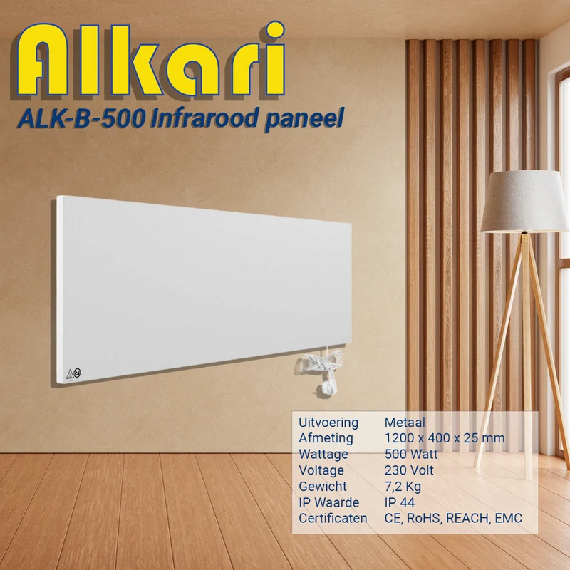 Alkari 600 Watt wit metalen paneel