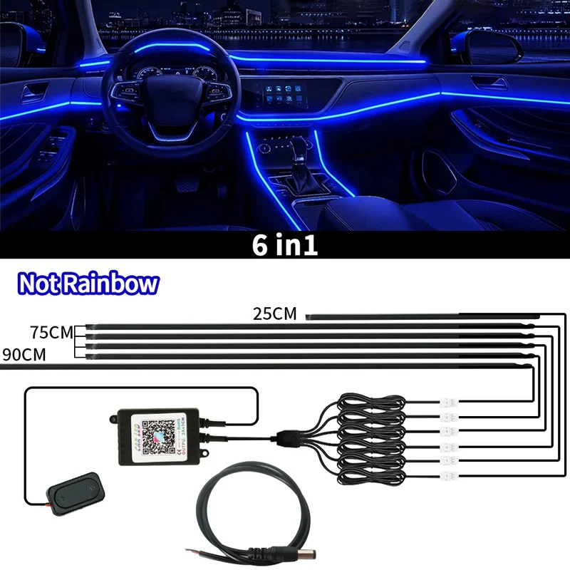 LED auto interieur verlichting – Neon lichtstrip met app en muziekmodus