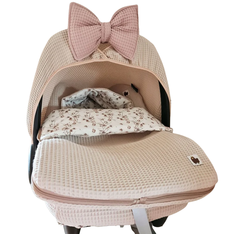 Voetenzak Kato - zand - oudroze - katoen plant - wafel - maxi cosi zak