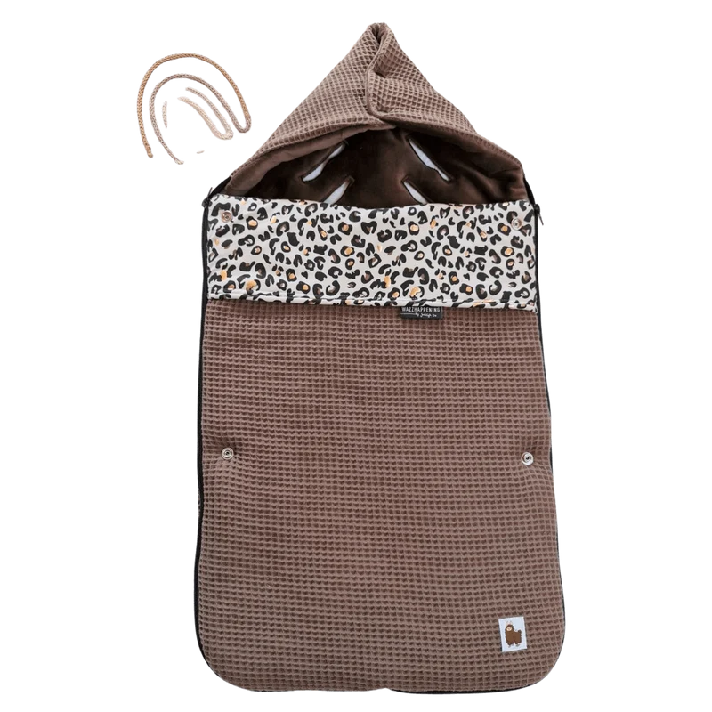 Voetenzak Panter - donkerbruin - goud - animal print - wafel