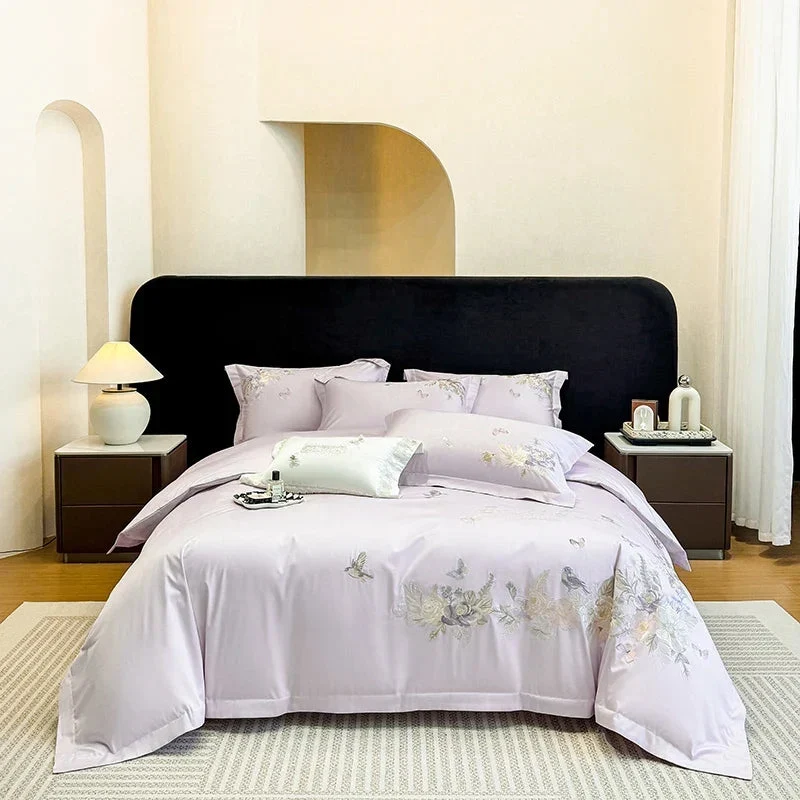 Egyptian Cotton dekbedovertrek 240x220 – 600 TC met bloemenborduurwerk