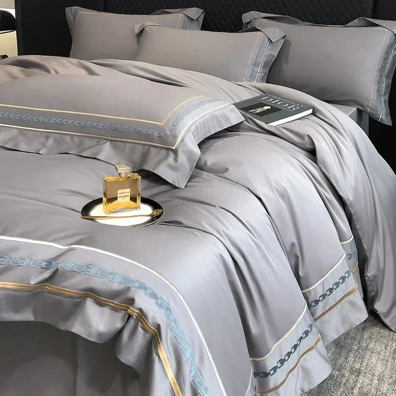 Egyptian Cotton dekbedovertrek 4-delig – hotel chique met borduursel