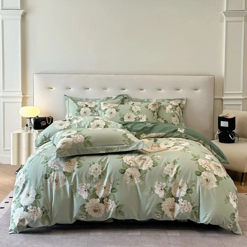 Egyptian Cotton dekbedovertrek 3-delig – bloemenprint met 2 kussenslopen