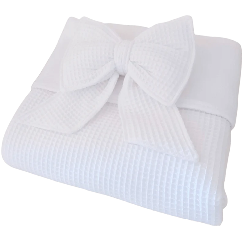 Babydekentje Strik - in 30 kleuren - wit - wafel - teddy