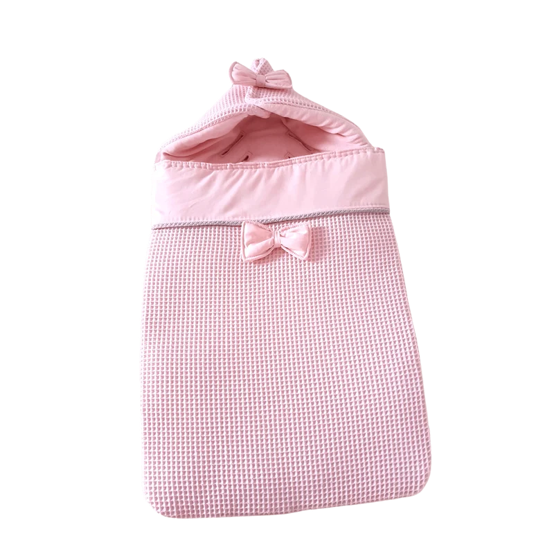 Voetenzak Maleah - wafel - nicky velours - strikjes - in 30 kleuren