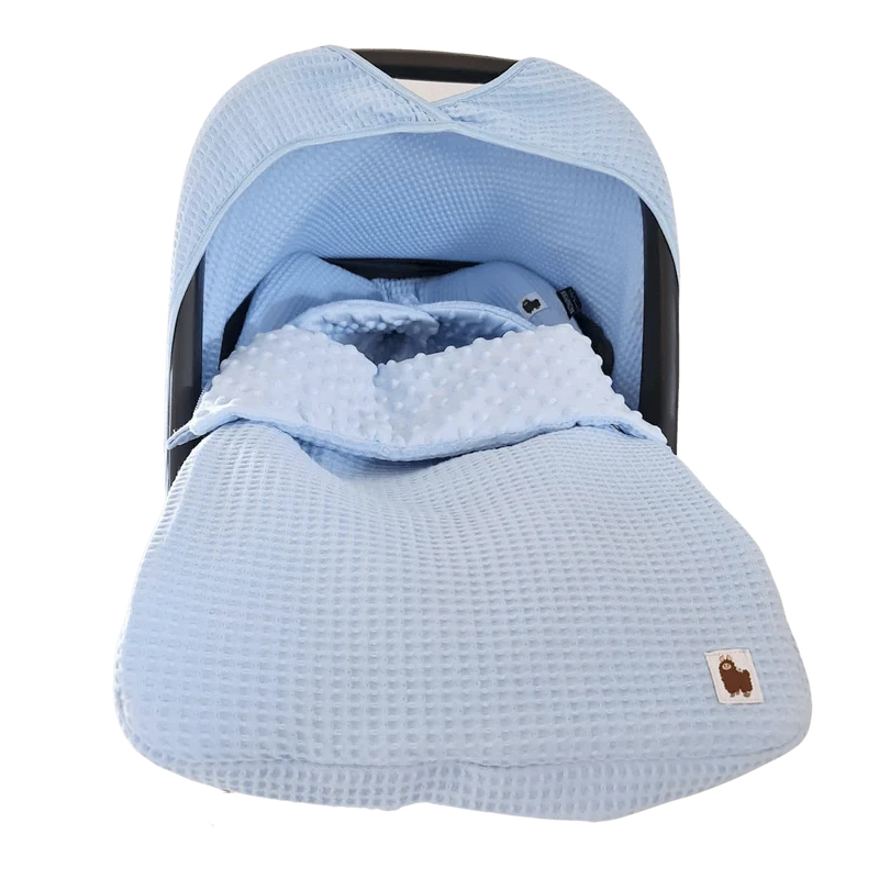 Voetenzak Barcelona - wafel - minky velours - bies - in 30 kleuren
