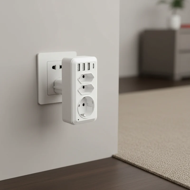 WiFi-binnencamera met stopcontactadapter – app-bediening, USB-poorten en 64 GB opslag