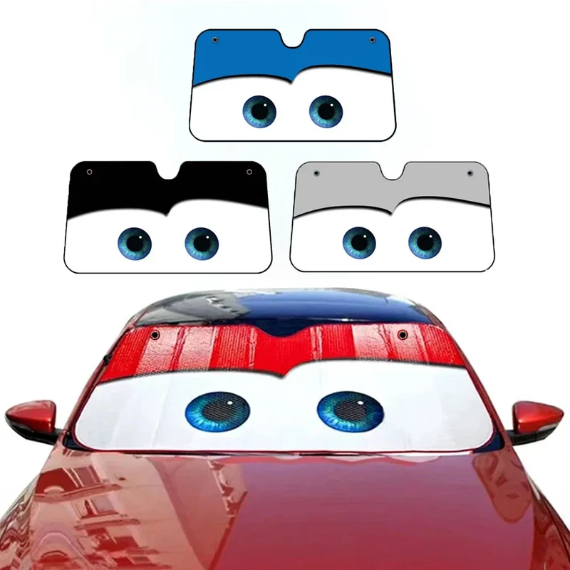 Auto voorruit zonnescherm – Opvouwbare cartoon cover met ogenprint