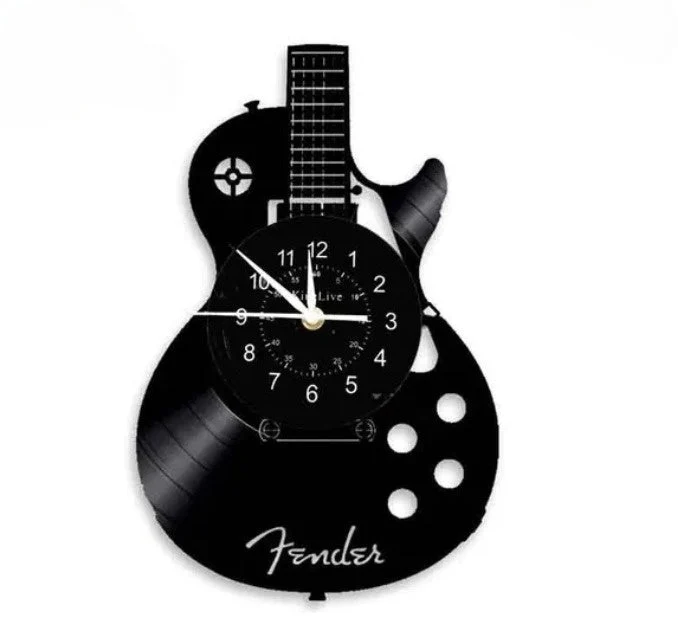 Guitarhero wandklok zwart - Creatief en stijlvol