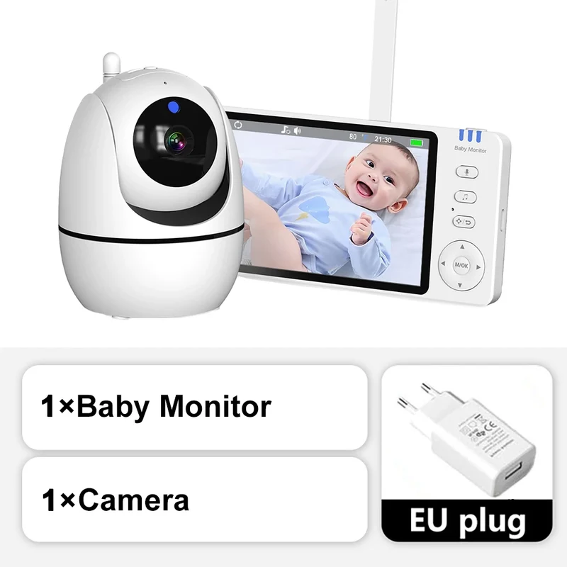 Video Babyfoon met Camera, 5 Inch HD Scherm, Nachtzicht en Temperatuur Sensor