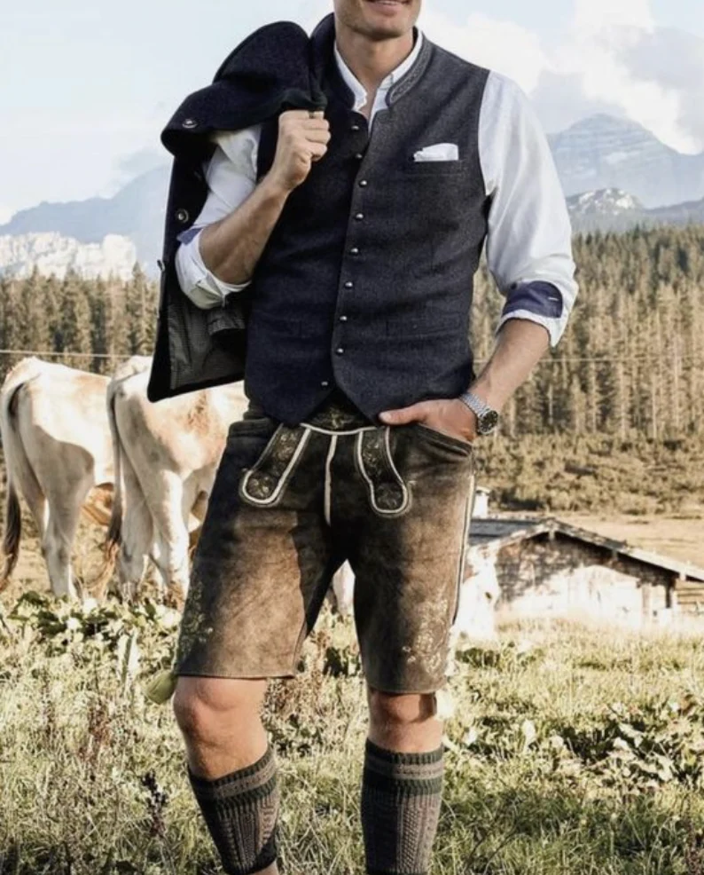 Erisman Leerlook hose – Authentieke Oktoberfest Broek voor Heren