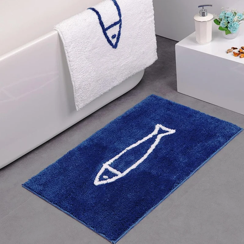 Maribella – Chenille Badmat ‘Fish in the Sea’, antislip, 2 maten
