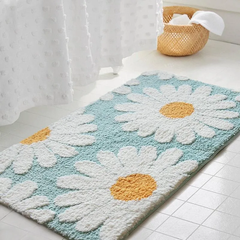 Blossora – Badmat met Madeliefjespatroon, zacht & antislip