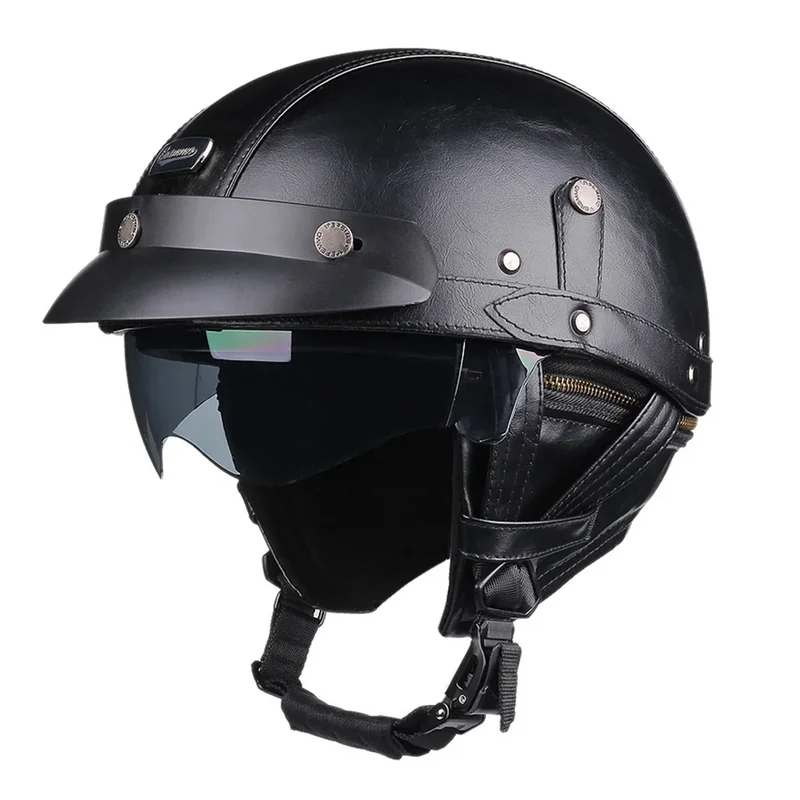 Retro Motorhelm – DOT Certificering met Lichtgewicht ABS Constructie