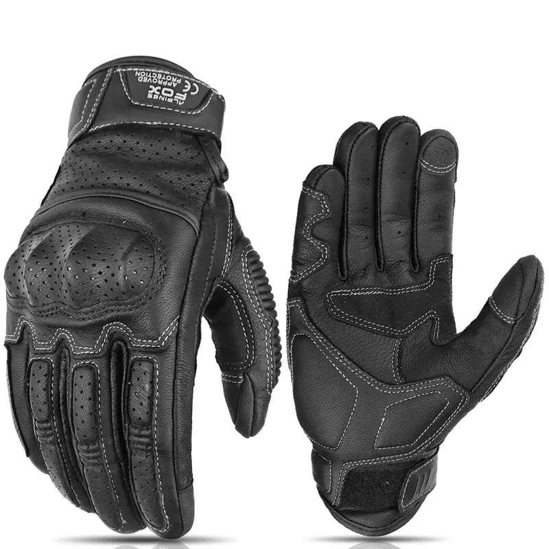 Retro Motorhandschoenen – Ademend Materiaal met Touchscreen Vingers en Gripzone