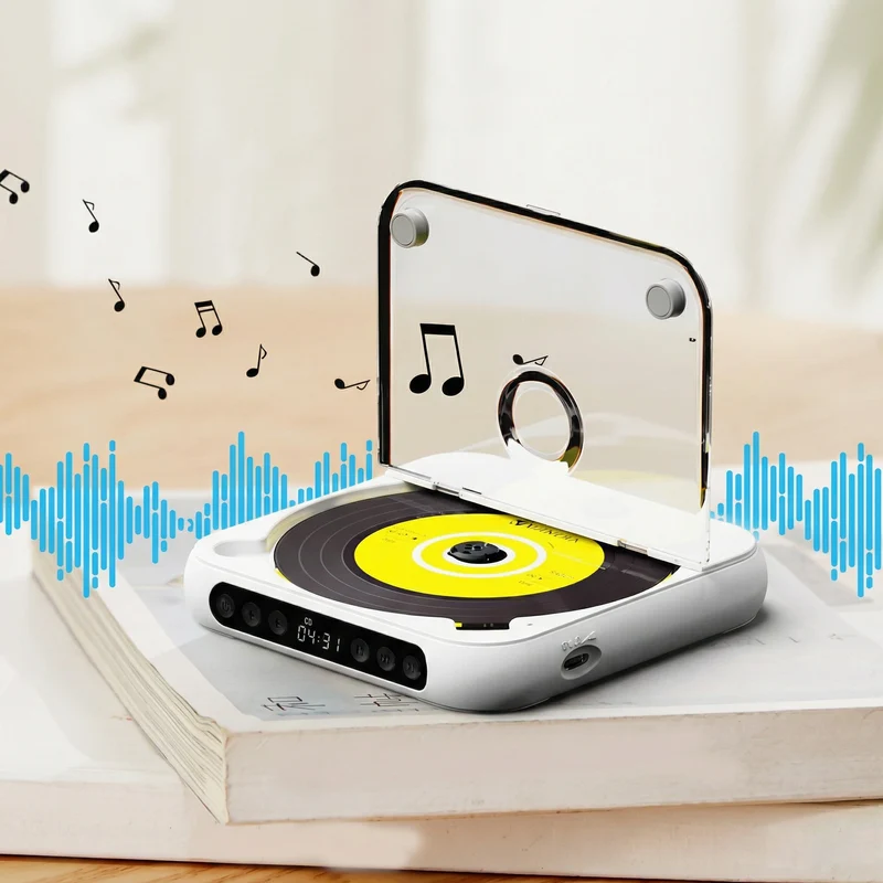 Portable CD Speler – Bluetooth Muziekspeler met Oplaadbare Batterij en Koptelefoonaansluiting