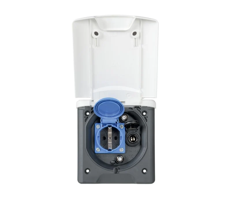 Inbouwstekkerdoos Design 2014 230V/12V/Satelliet Wit