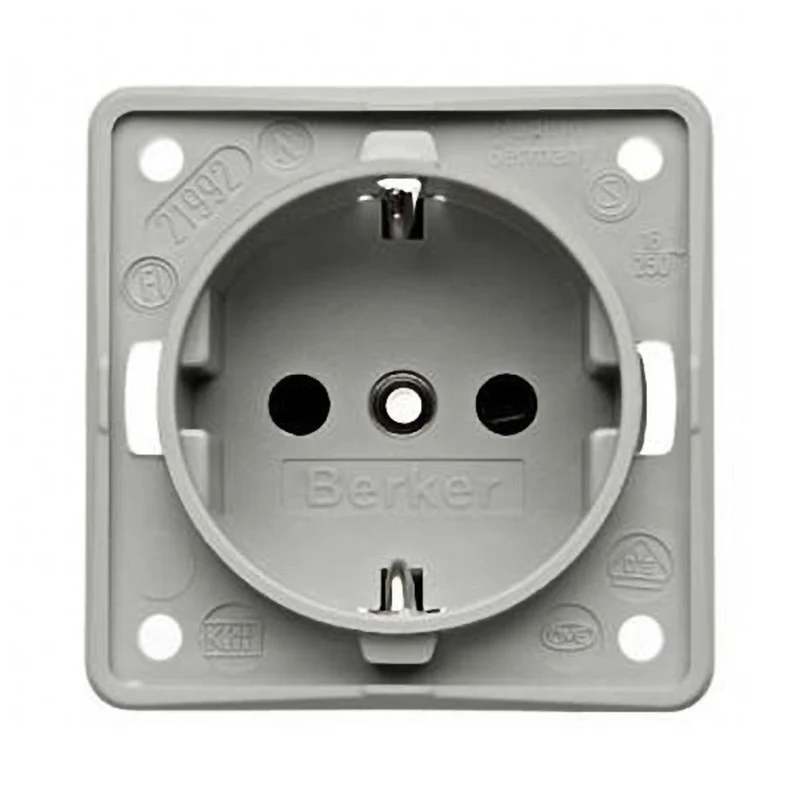 Berker Contactdoos 230V Randaarde Inbouw Grijs Mat