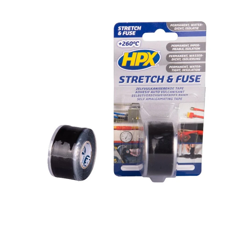 HPX Stretch & Fuse Zelfvulkaniserende Tape 3 meter Zwart